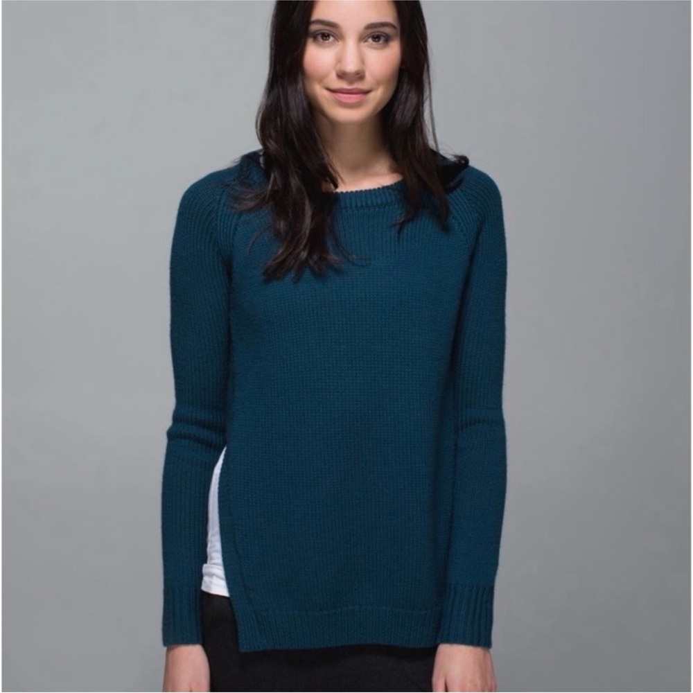 Lululemon Yin to You Chunky Knit Merino Wool Sweater - Deep Teal Alberta Lake